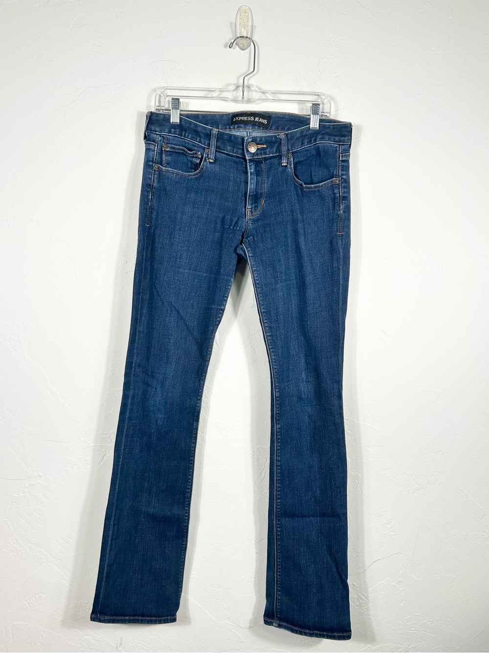 Express Barely Boot Low Rise Jeans Size 10L Dark Wash Stretch Long